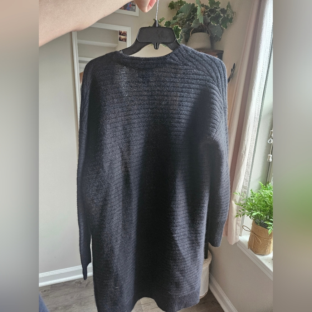 Hologen Black Ribbed 100% Cashmere Cardigan - Picture 5 of 6